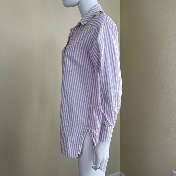 Anthropologie Women's Size XXS Longline Buttondown Striped Tunic Shirt Blouse - Picture 12 of 13